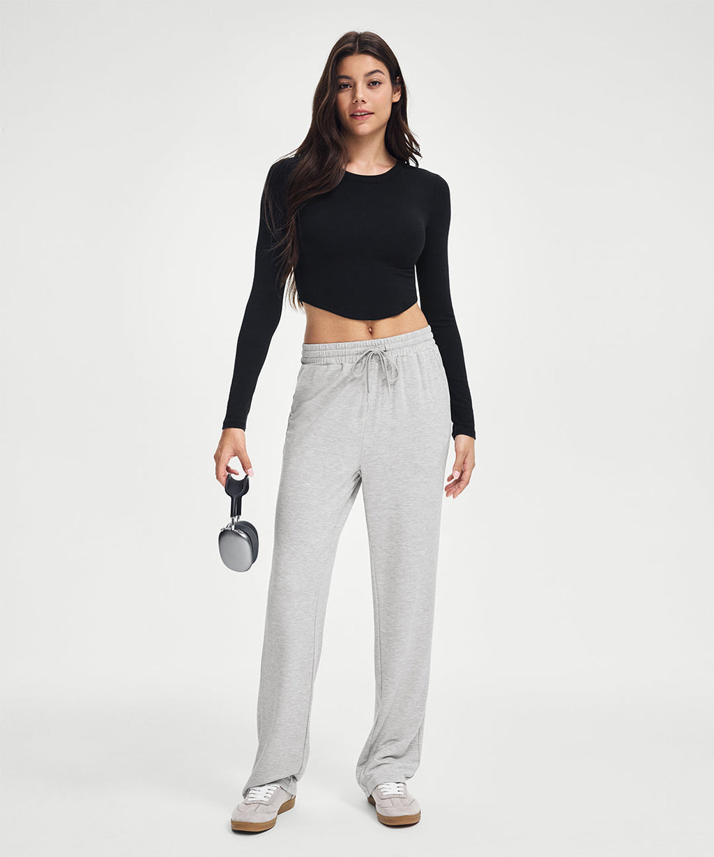 Ribbed Modal Cropped Long Sleeve