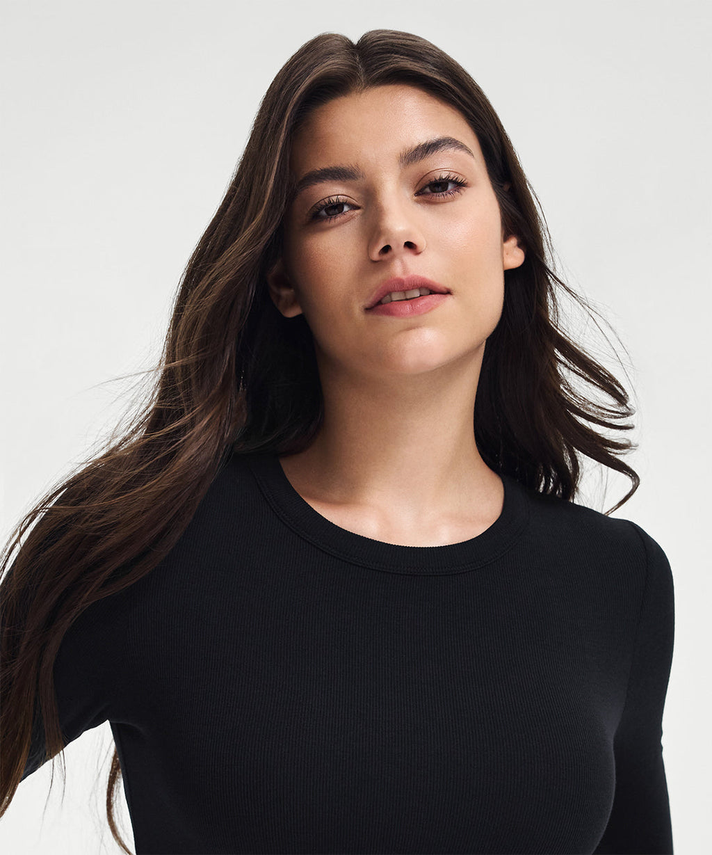 Ribbed Modal Cropped Long Sleeve