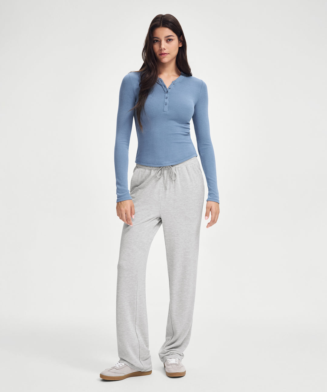 Ribbed Modal Button Long Sleeve