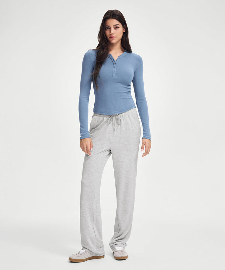 Ribbed Modal Button Long Sleeve