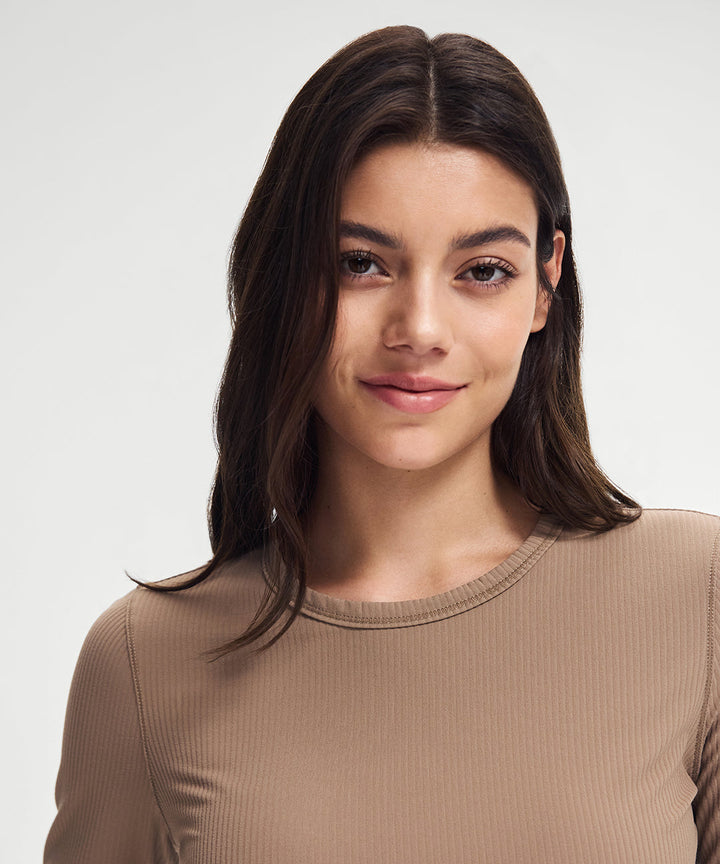Ribbed Cropped Ruched Long Sleeve