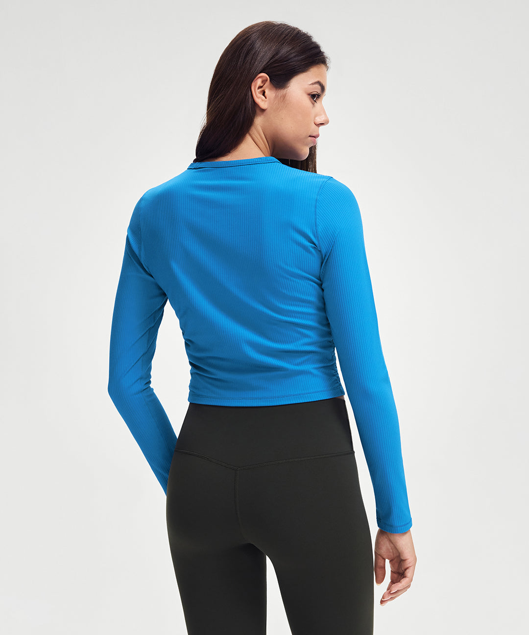 Ribbed Cropped Ruched Long Sleeve
