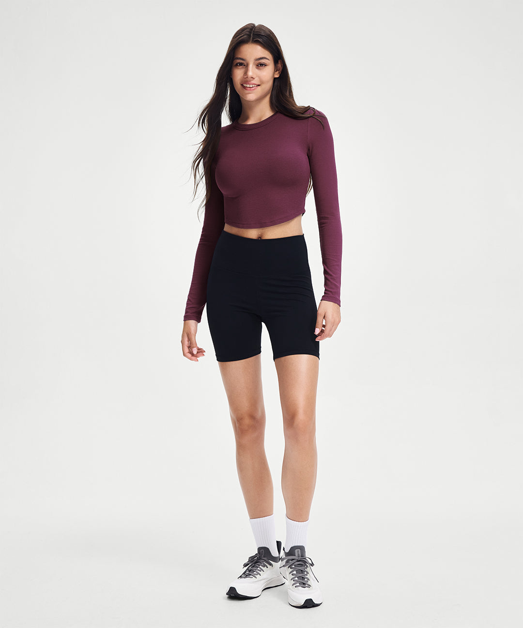 Ribbed Modal Cropped Long Sleeve