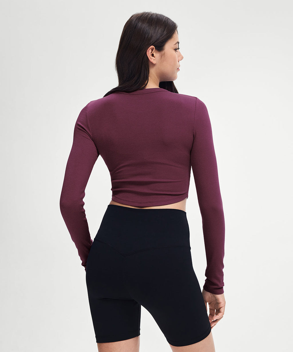Ribbed Modal Cropped Long Sleeve