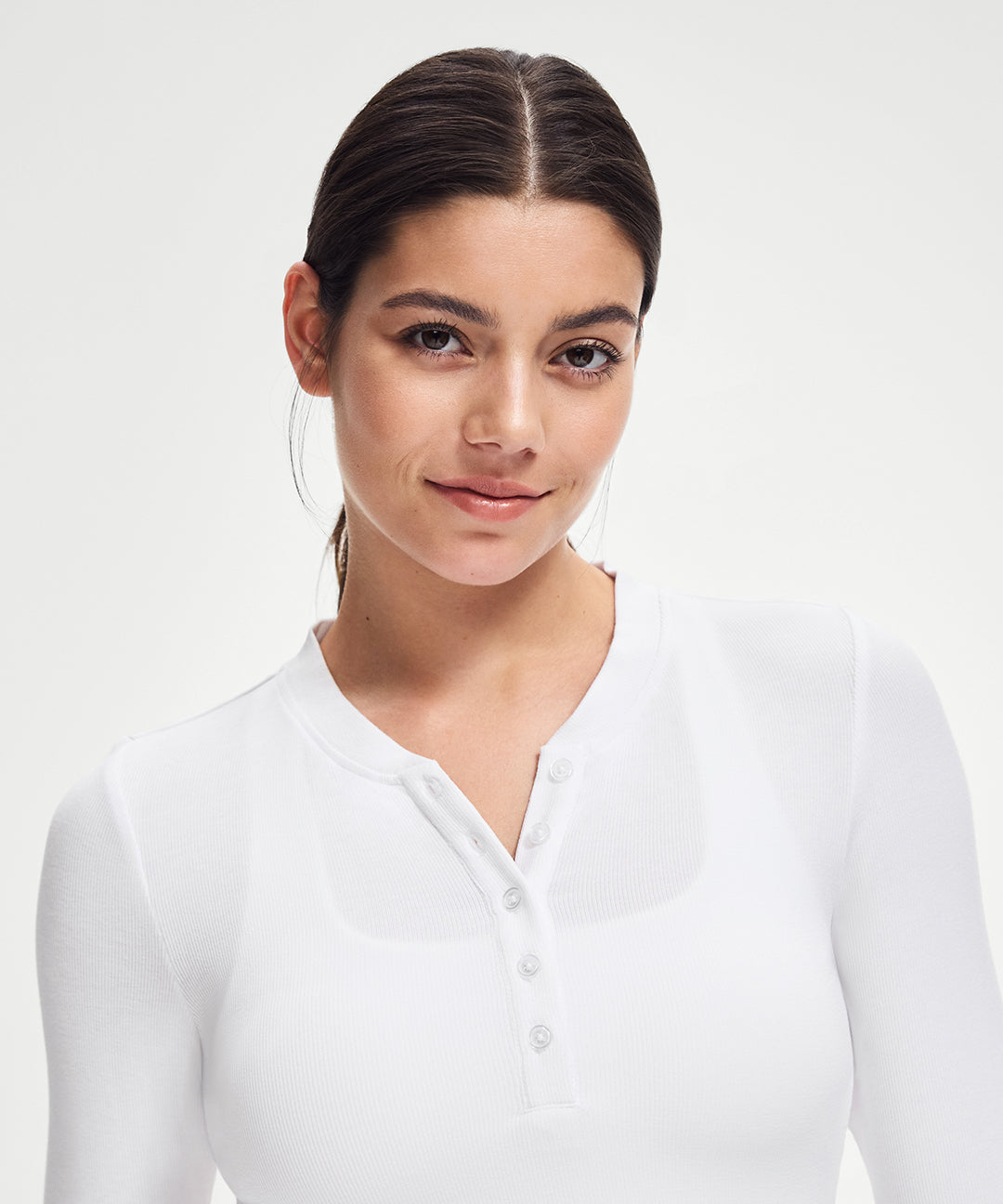 Ribbed Modal Button Long Sleeve