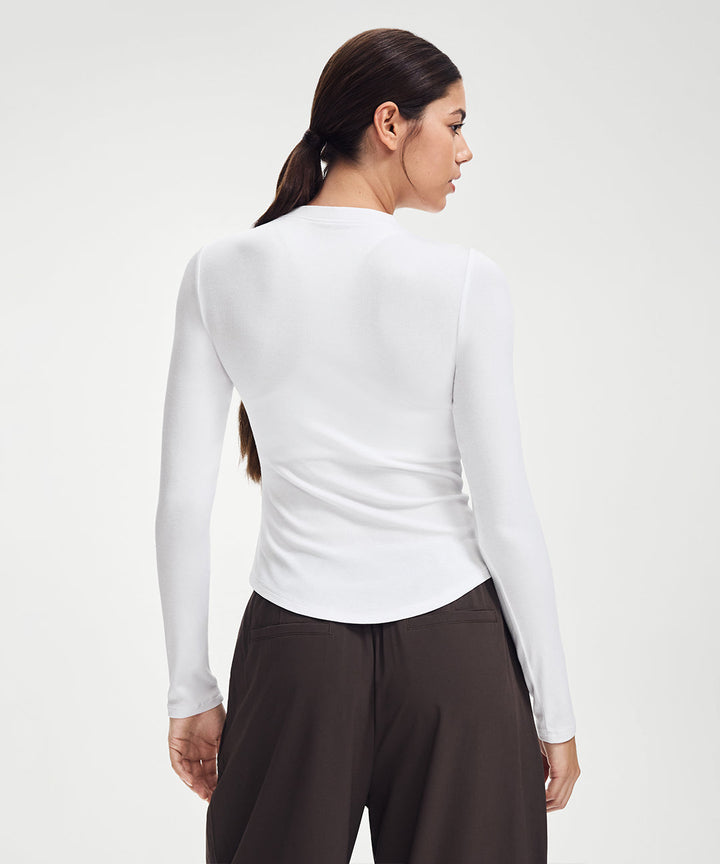 Ribbed Modal Button Long Sleeve