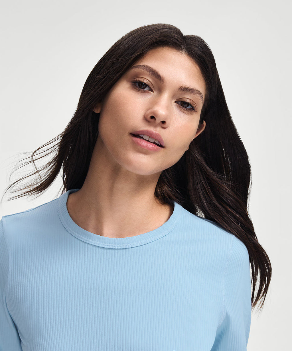 Ribbed Cropped Ruched Long Sleeve