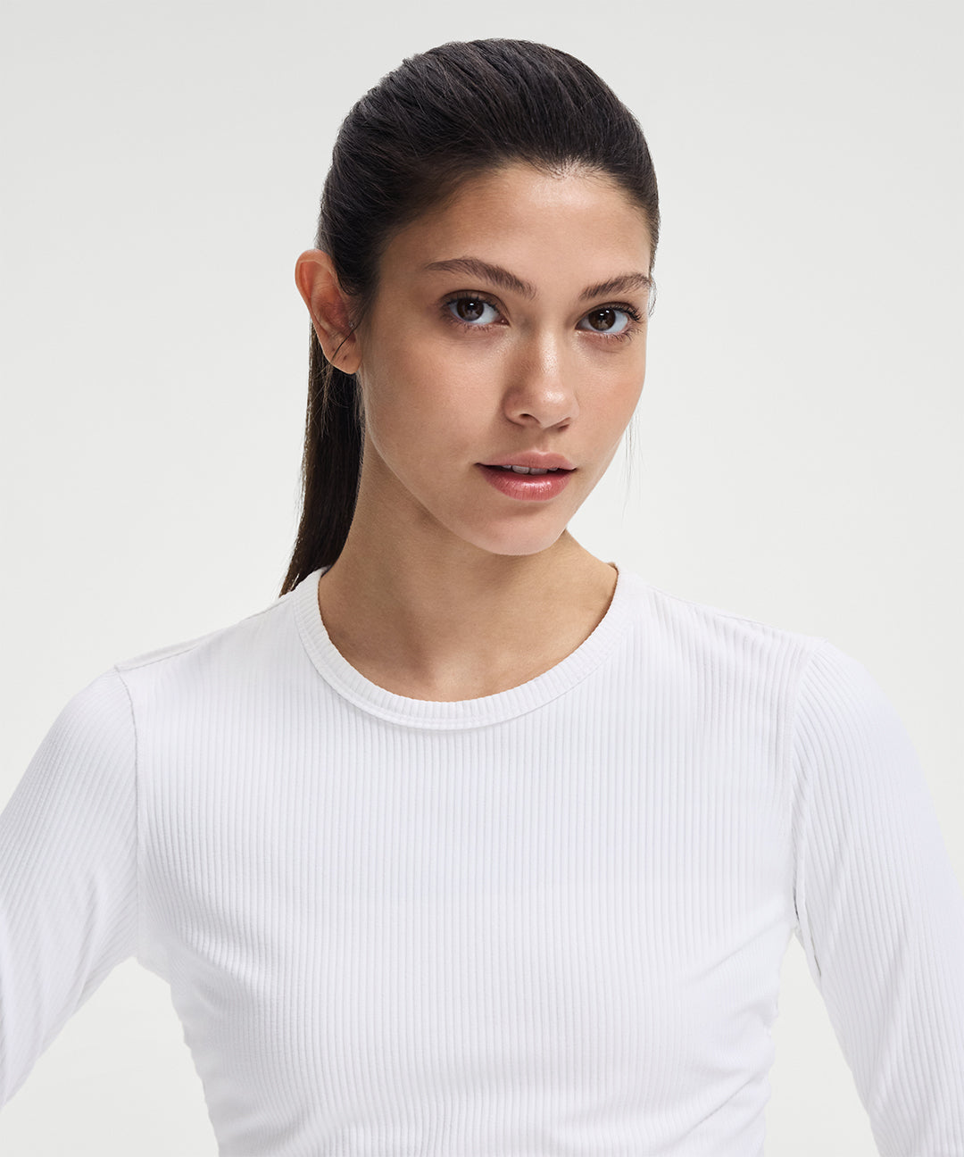 Ribbed Cropped Ruched Long Sleeve
