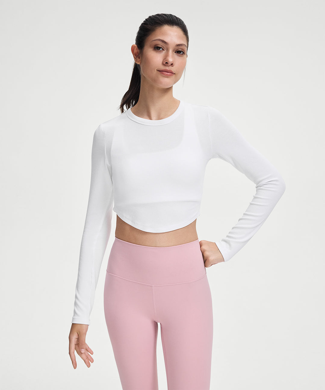 Ribbed Modal Cropped Long Sleeve