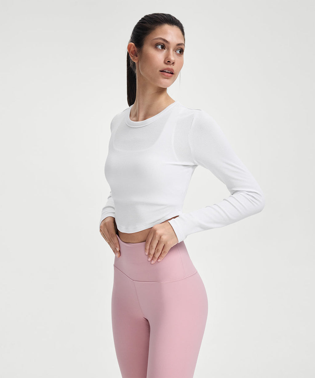 Ribbed Modal Cropped Long Sleeve