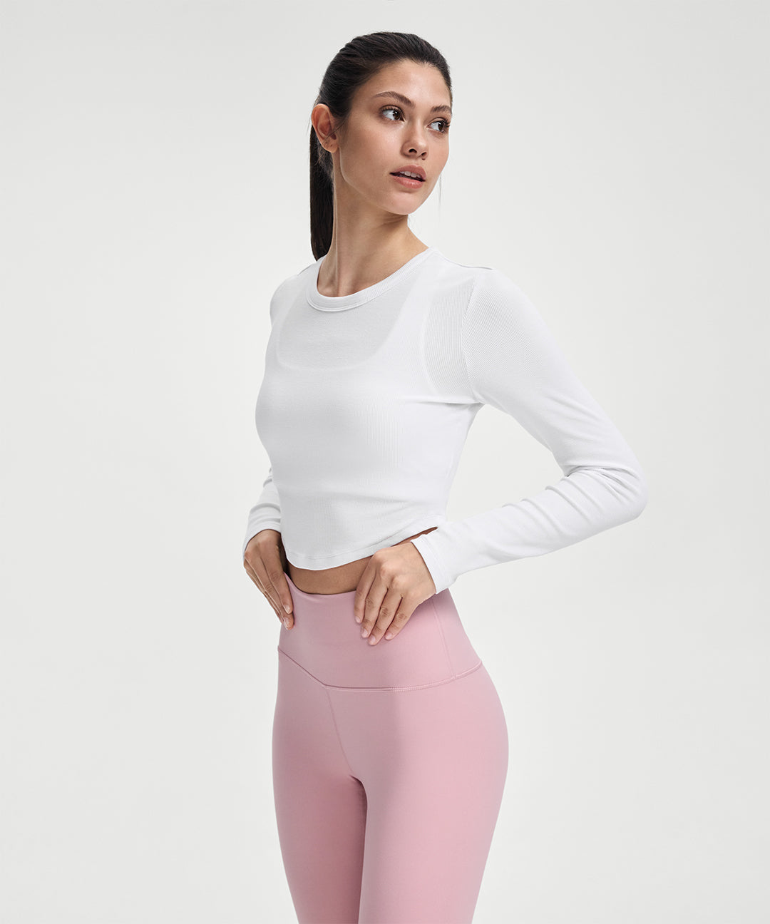 Ribbed Modal Cropped Long Sleeve