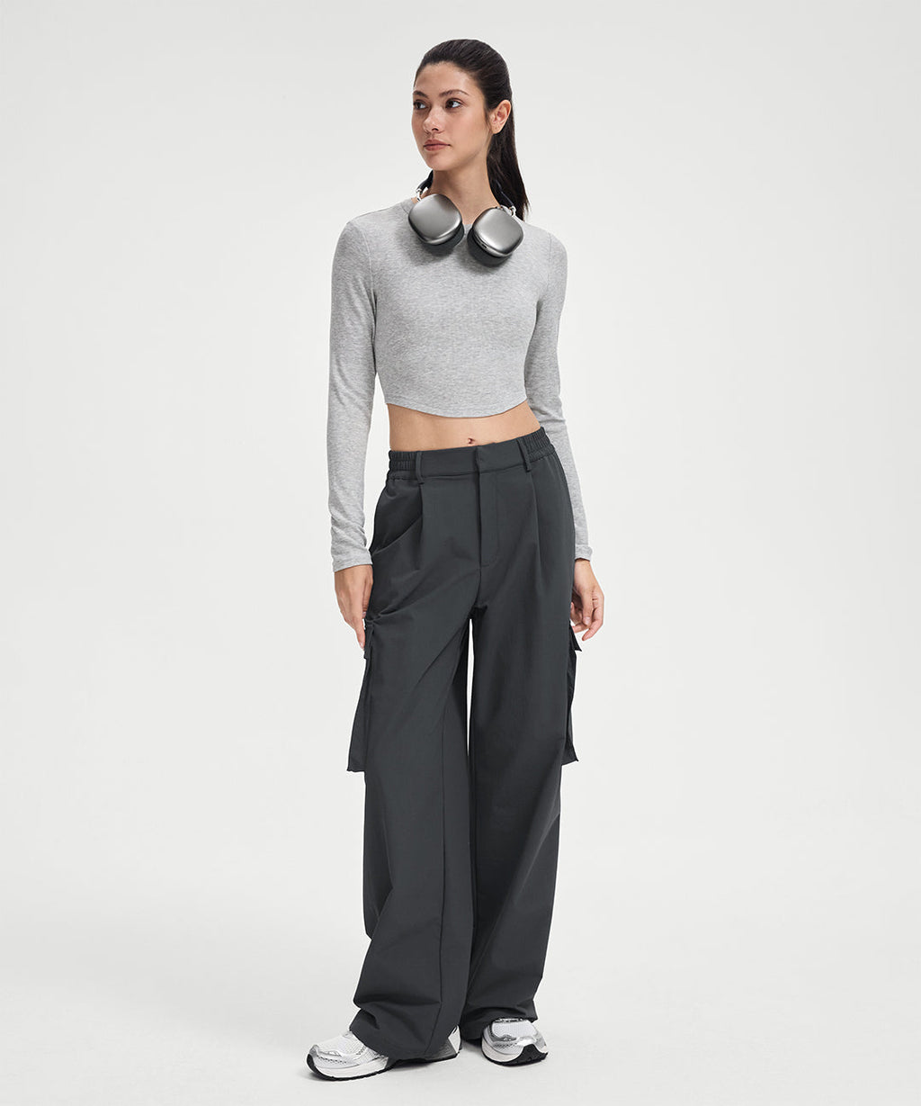 Ribbed Modal Cropped Long Sleeve