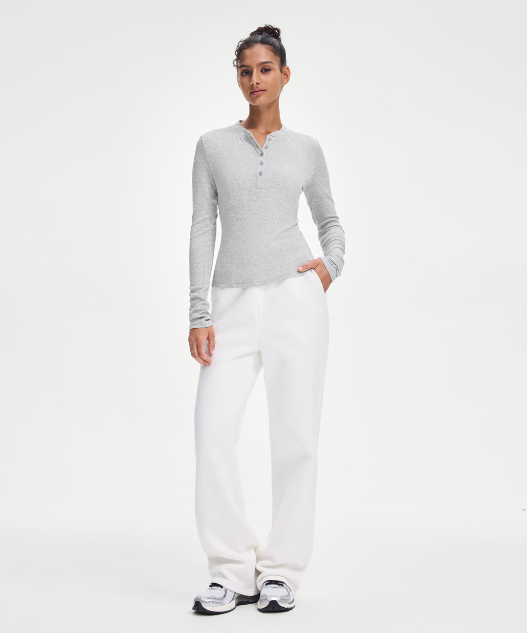 Ribbed Modal Button Long Sleeve