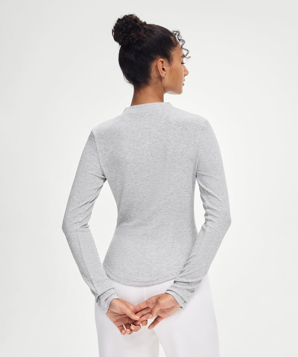 Ribbed Modal Button Long Sleeve