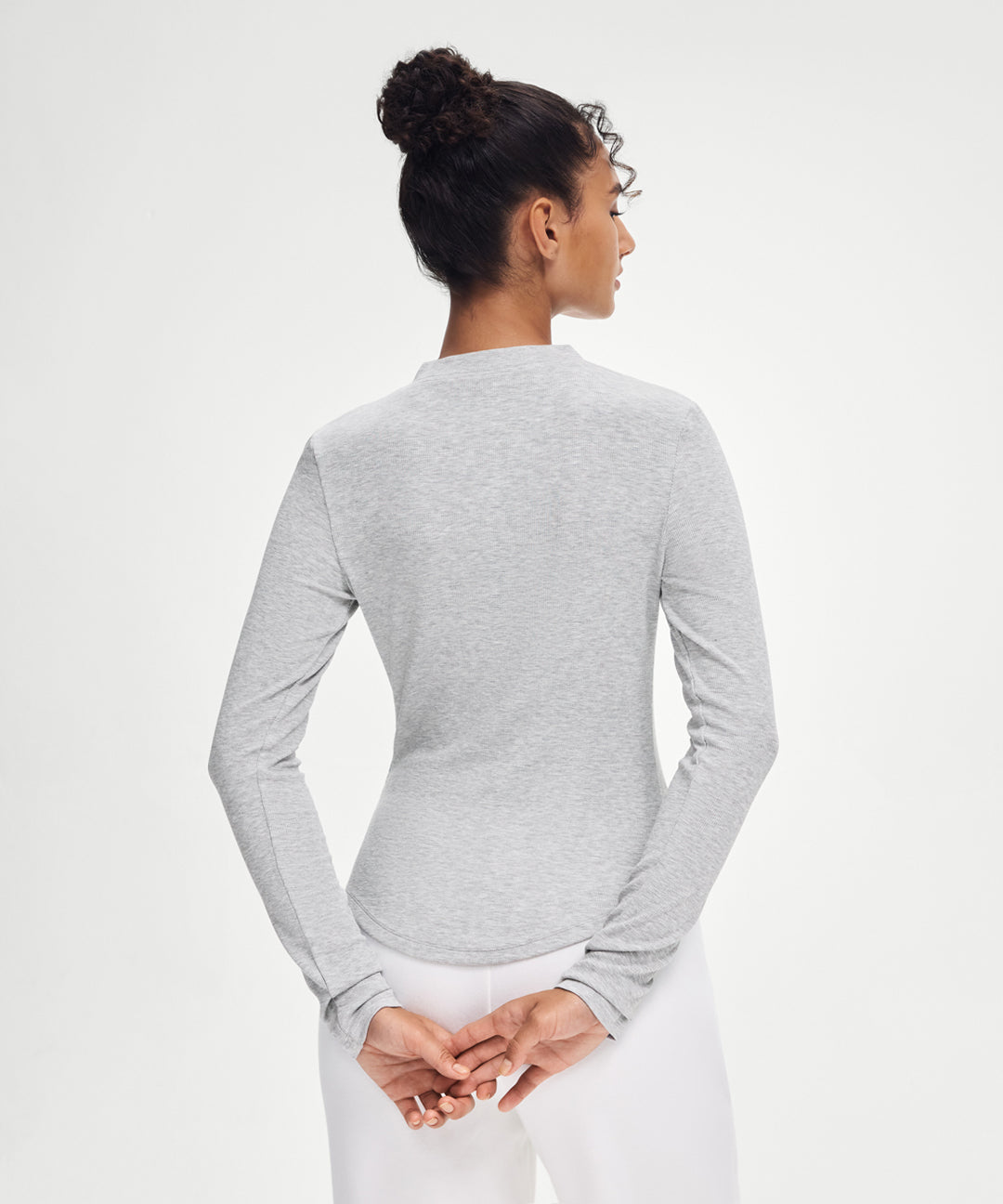 Ribbed Modal Button Long Sleeve