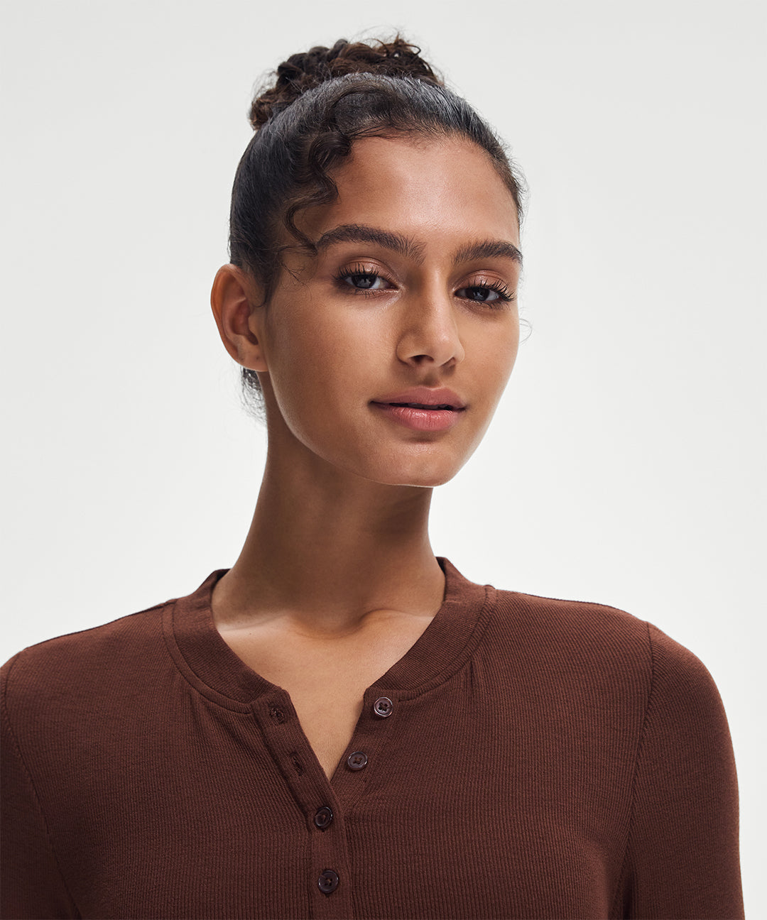 Ribbed Modal Button Long Sleeve