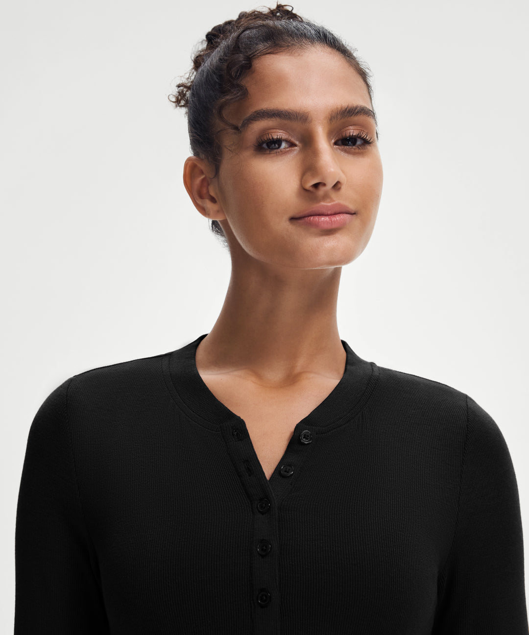 Ribbed Modal Button Long Sleeve