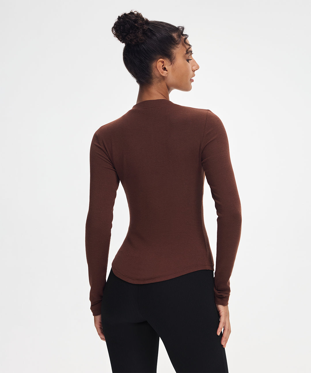 Ribbed Modal Button Long Sleeve