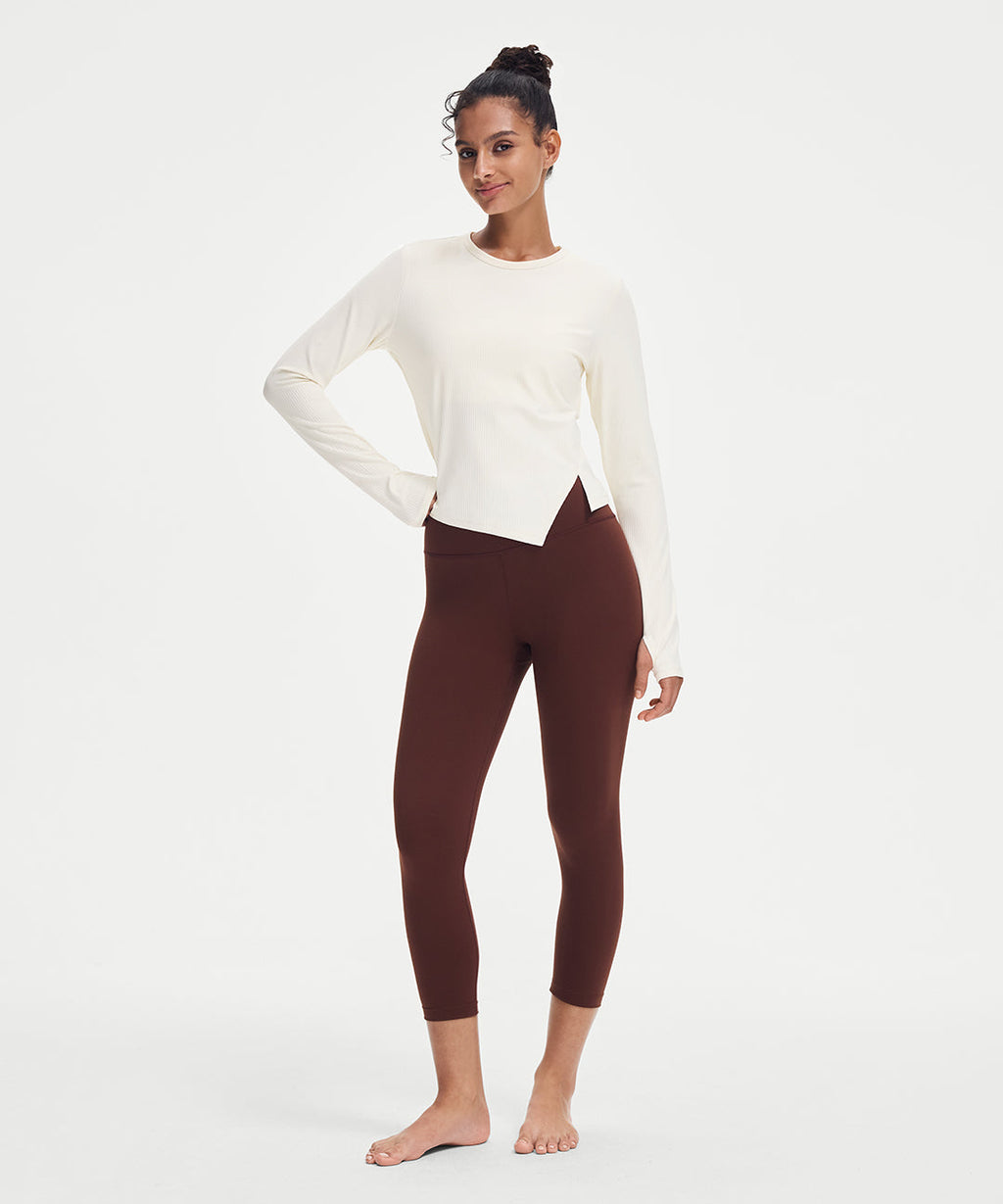 Ribbed Side-Slit Long Sleeve
