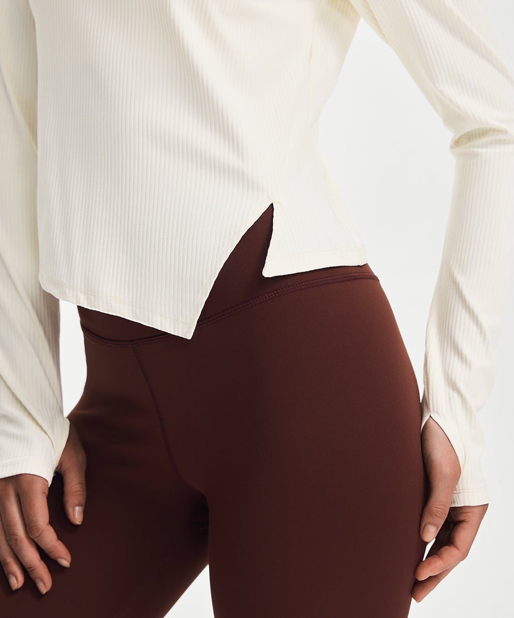 Ribbed Side-Slit Long Sleeve