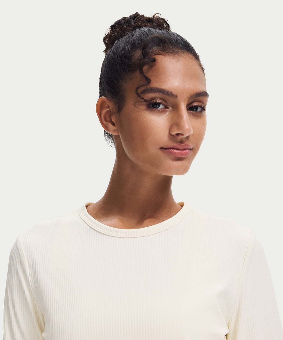 Ribbed Side-Slit Long Sleeve
