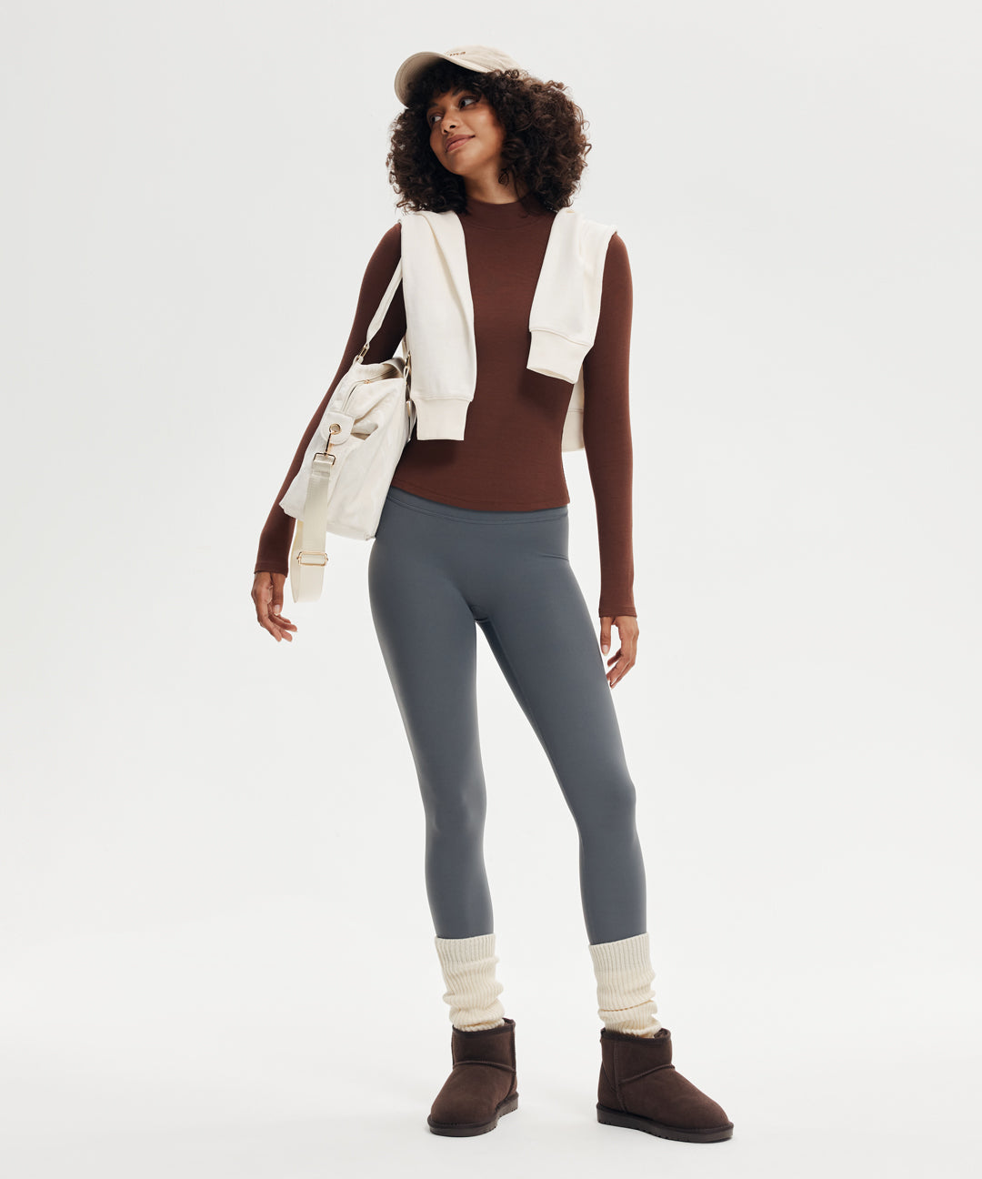 Ribbed Modal High Neck Long Sleeve