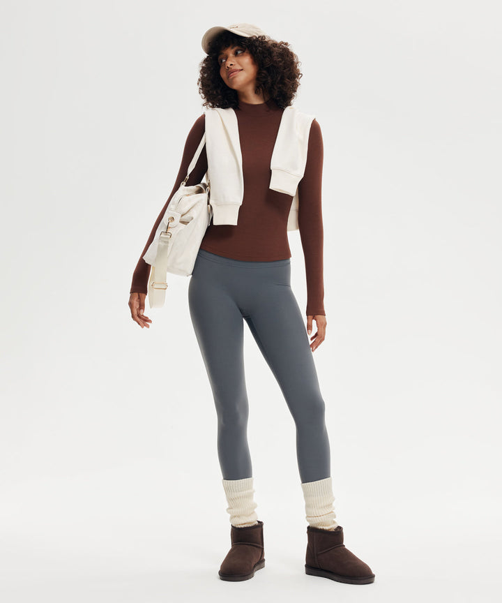 Ribbed Modal High Neck Long Sleeve