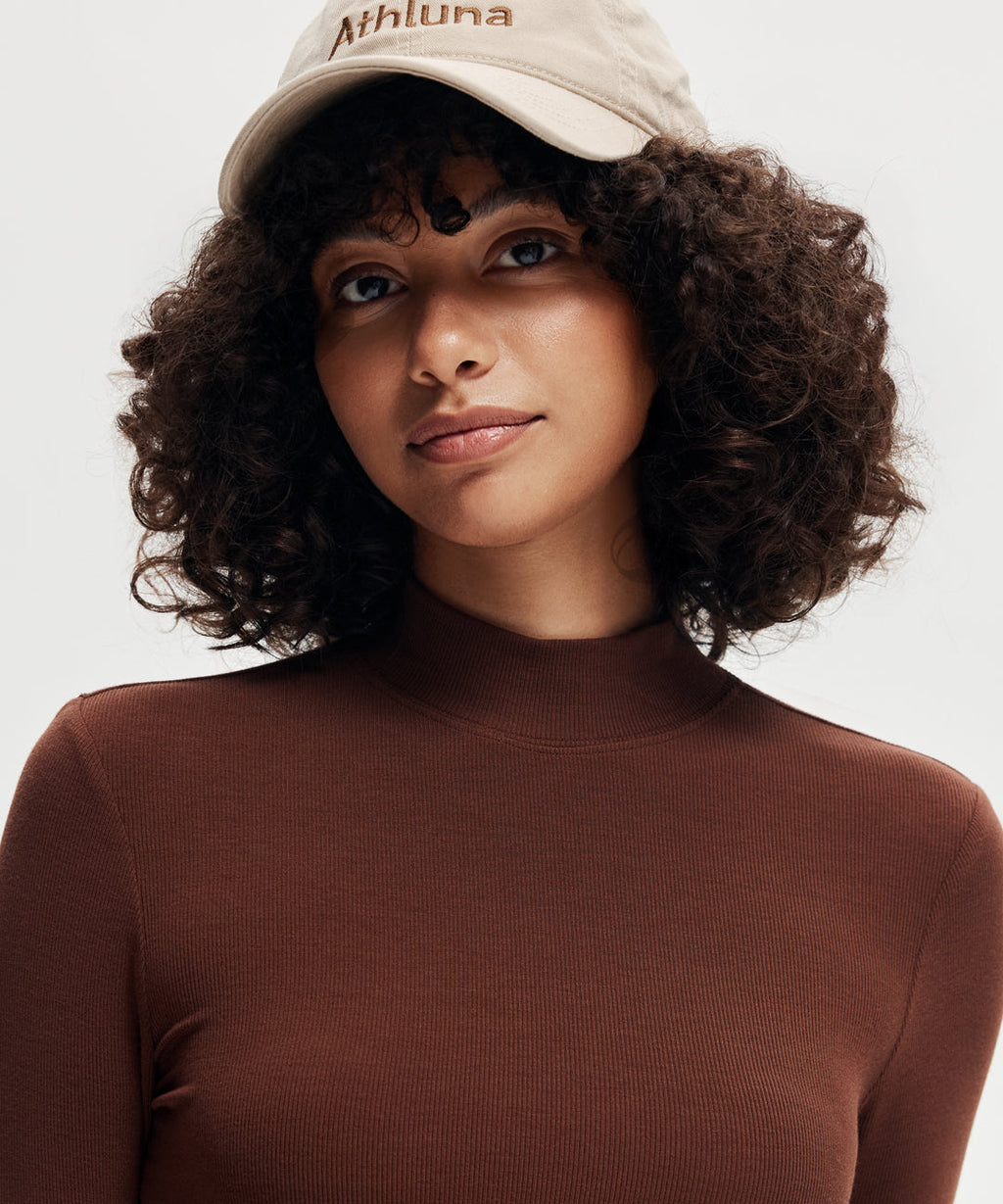 Ribbed Modal High Neck Long Sleeve