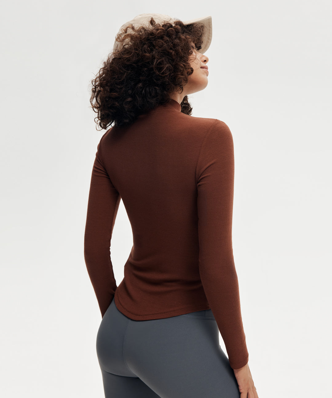 Ribbed Modal High Neck Long Sleeve