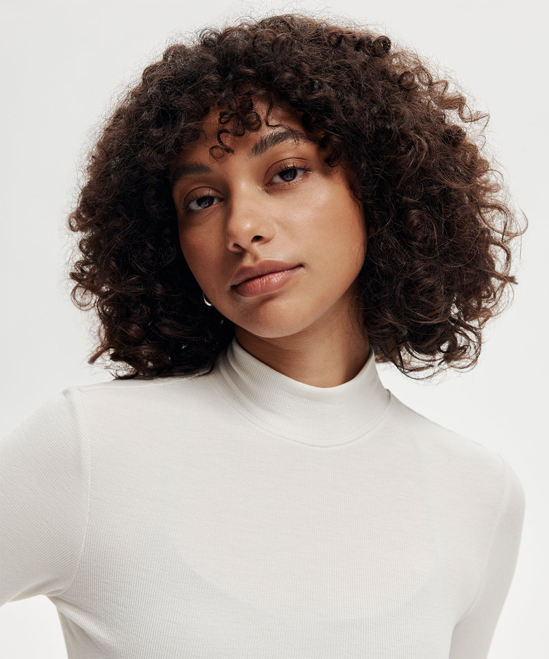 Ribbed Modal High Neck Long Sleeve