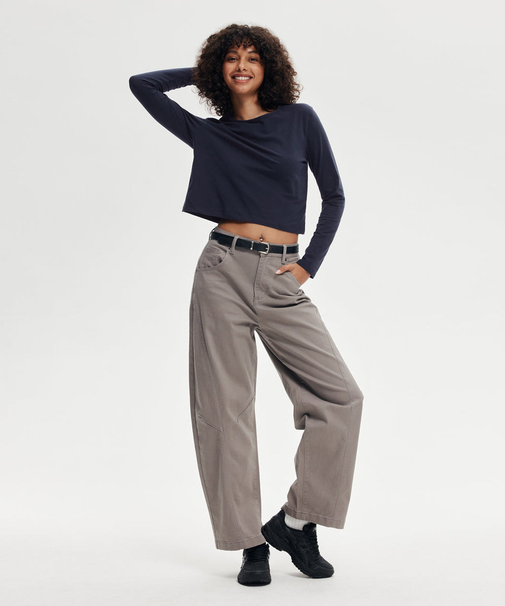 Pima Cotton Cropped Long Sleeve