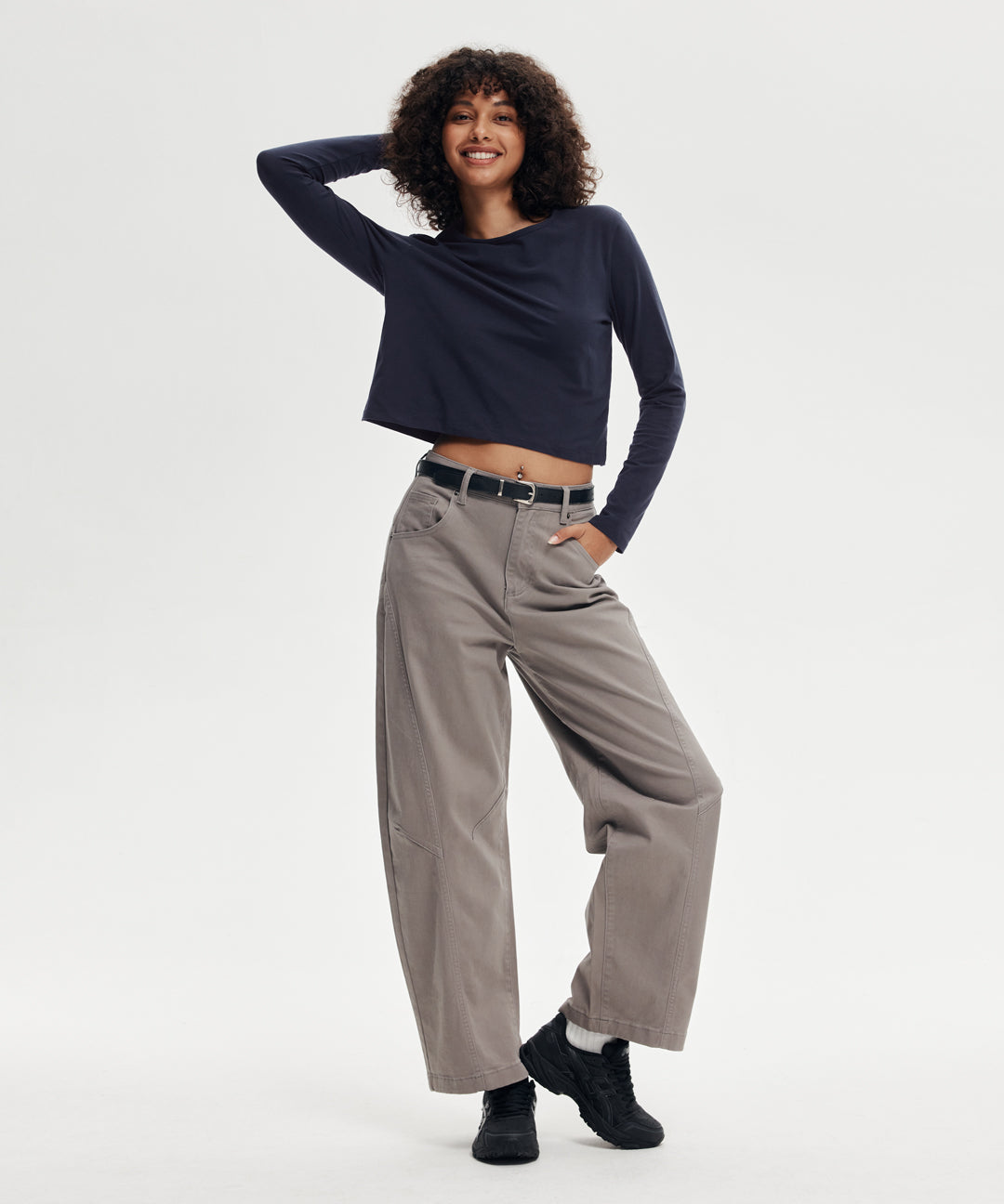 Pima Cotton Cropped Long Sleeve