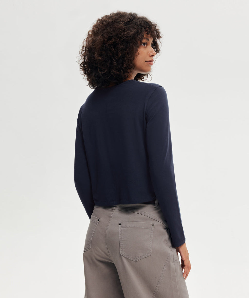 Pima Cotton Cropped Long Sleeve