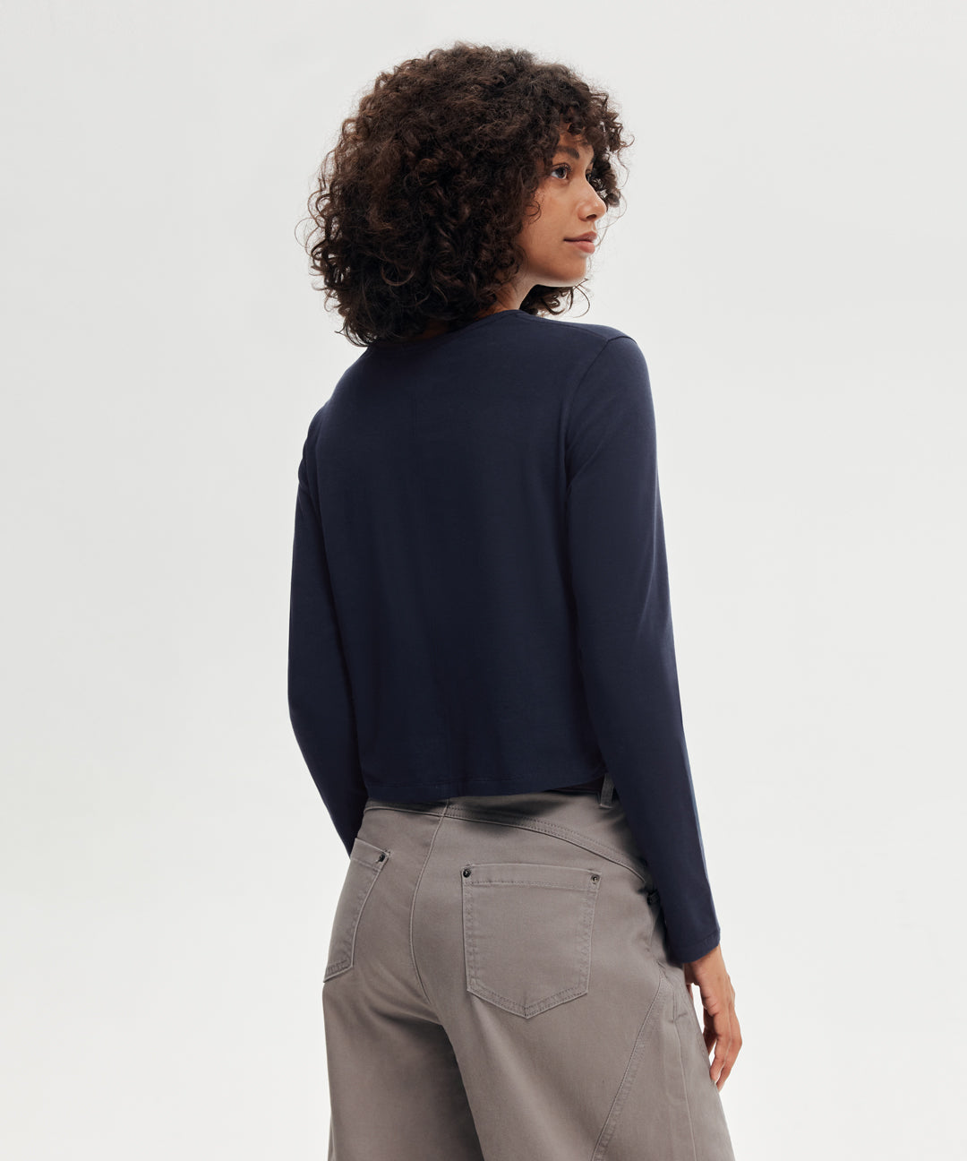 Pima Cotton Cropped Long Sleeve