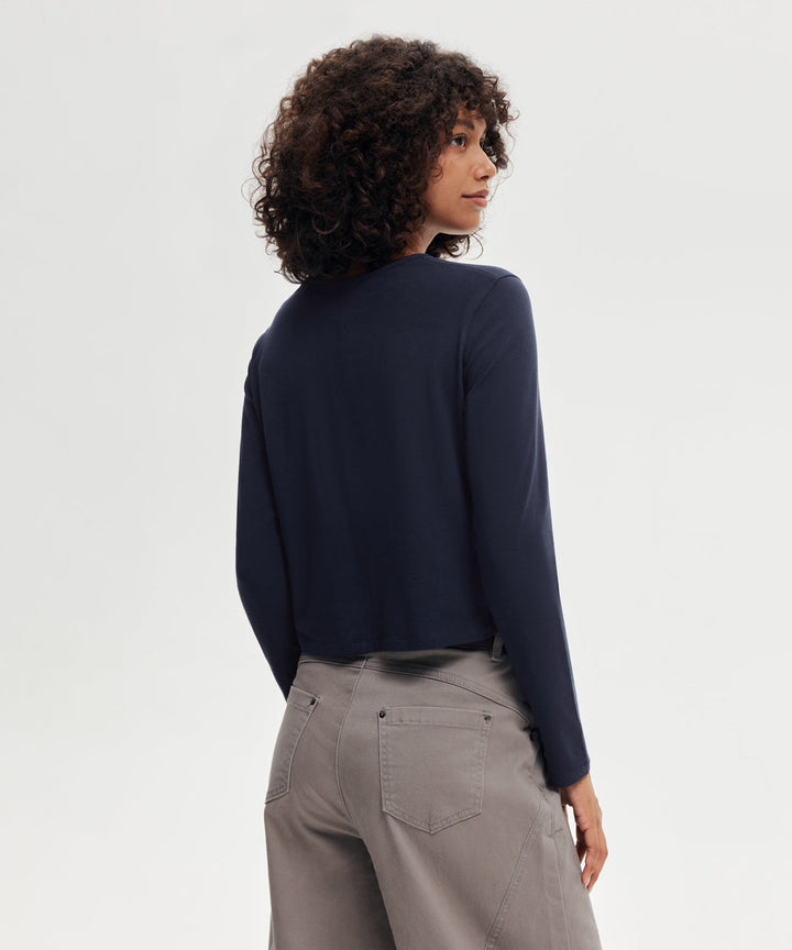 Pima Cotton Cropped Long Sleeve