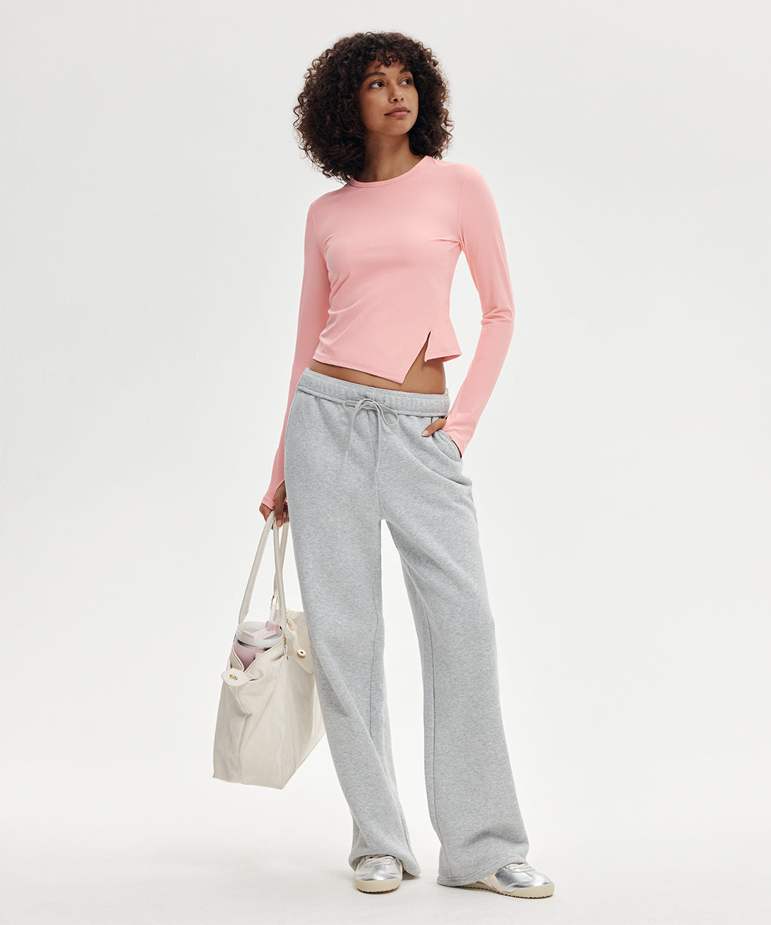 Ribbed Side-Slit Long Sleeve