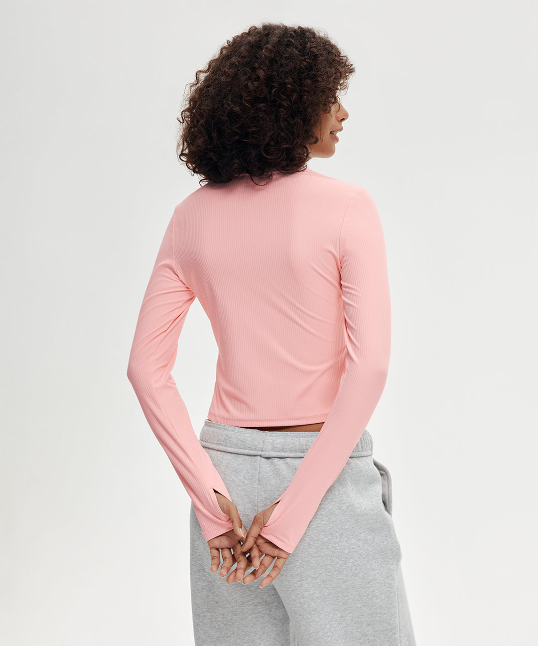 Ribbed Side-Slit Long Sleeve