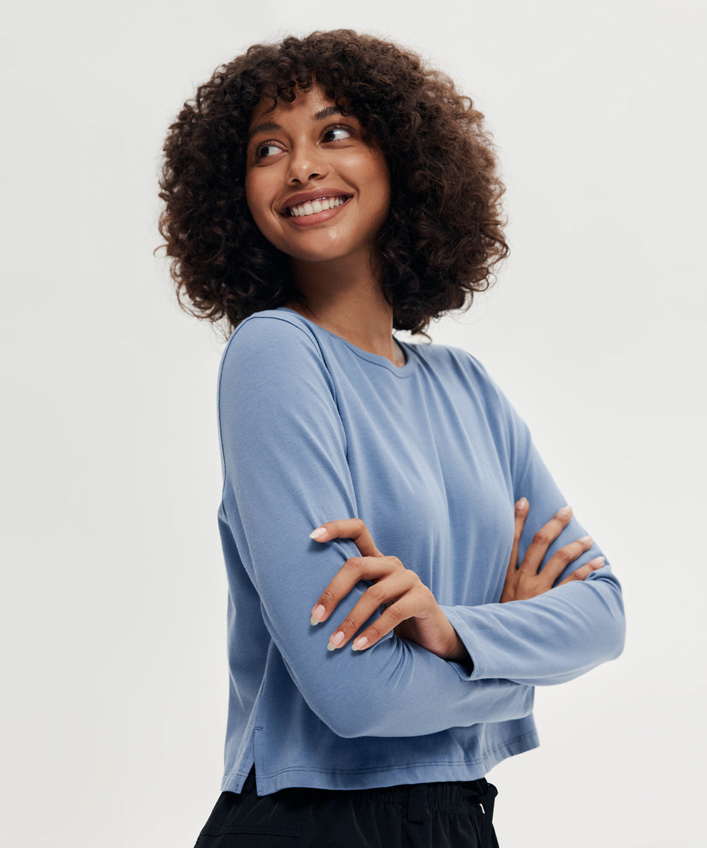 Pima Cotton Cropped Long Sleeve