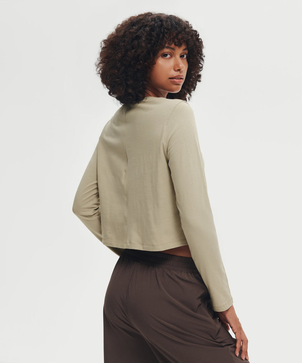 Pima Cotton Cropped Long Sleeve