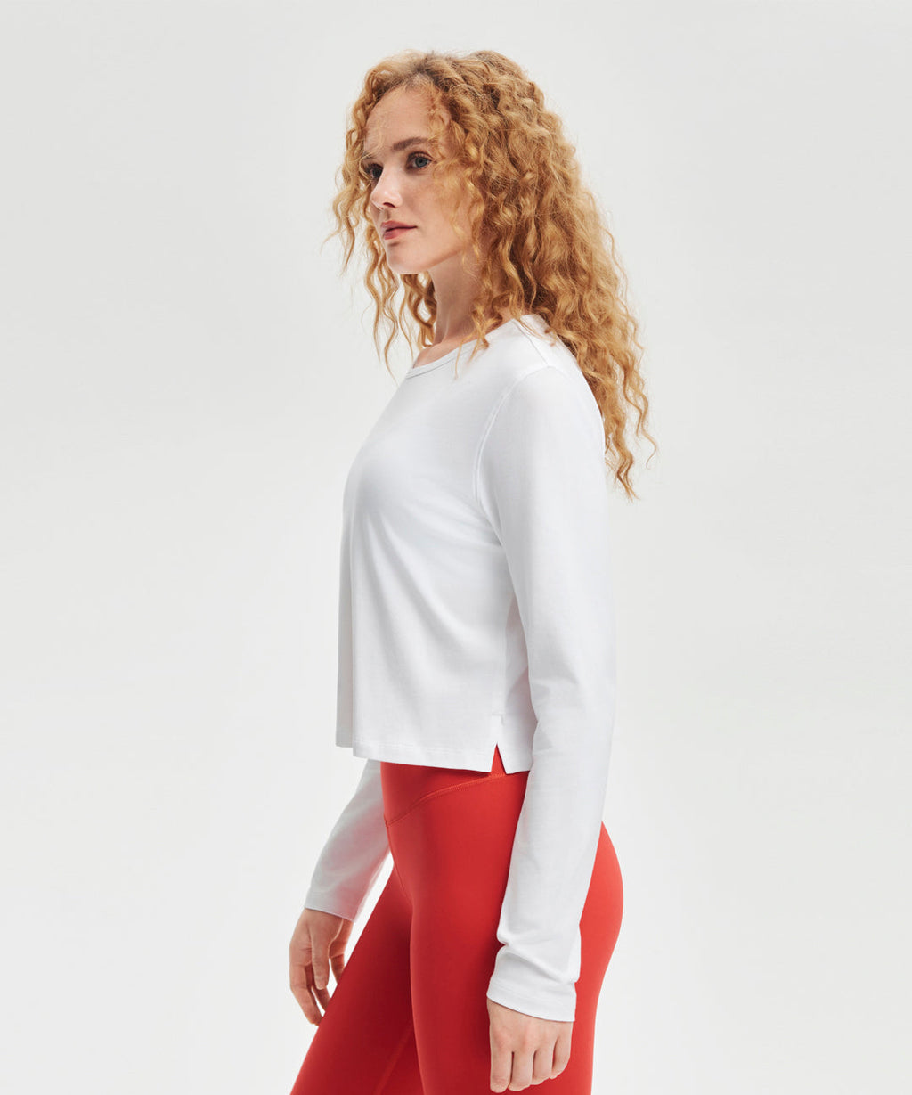 Pima Cotton Cropped Long Sleeve