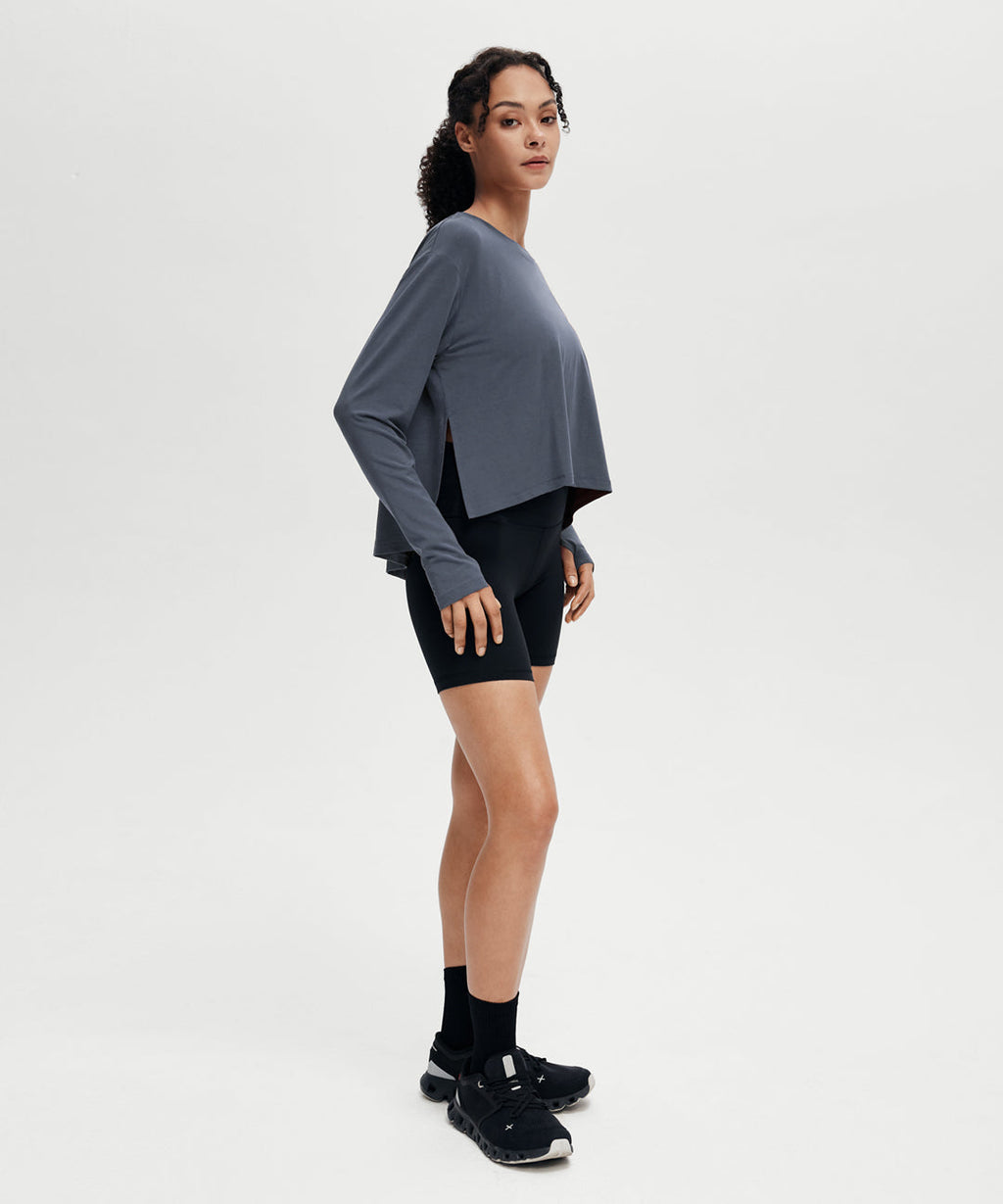Lyocell Split Hem Long Sleeve