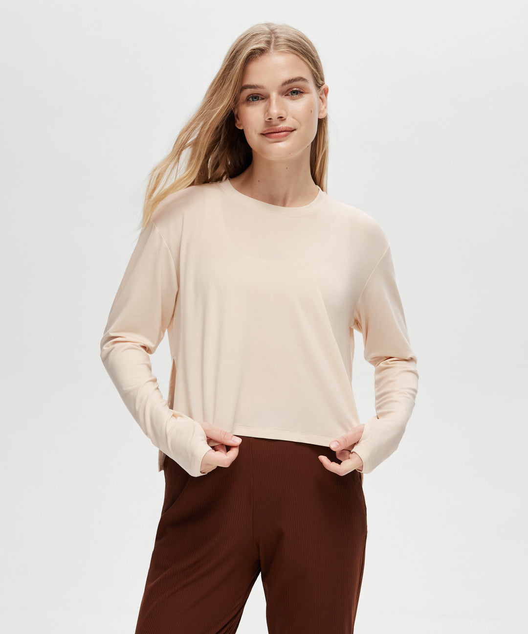 Lyocell Split Hem Long Sleeve