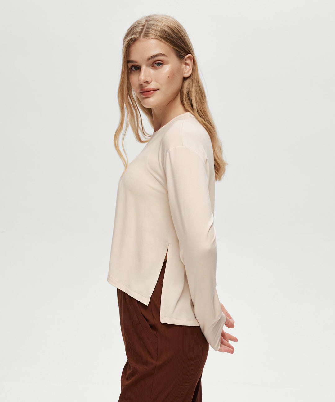 Lyocell Split Hem Long Sleeve